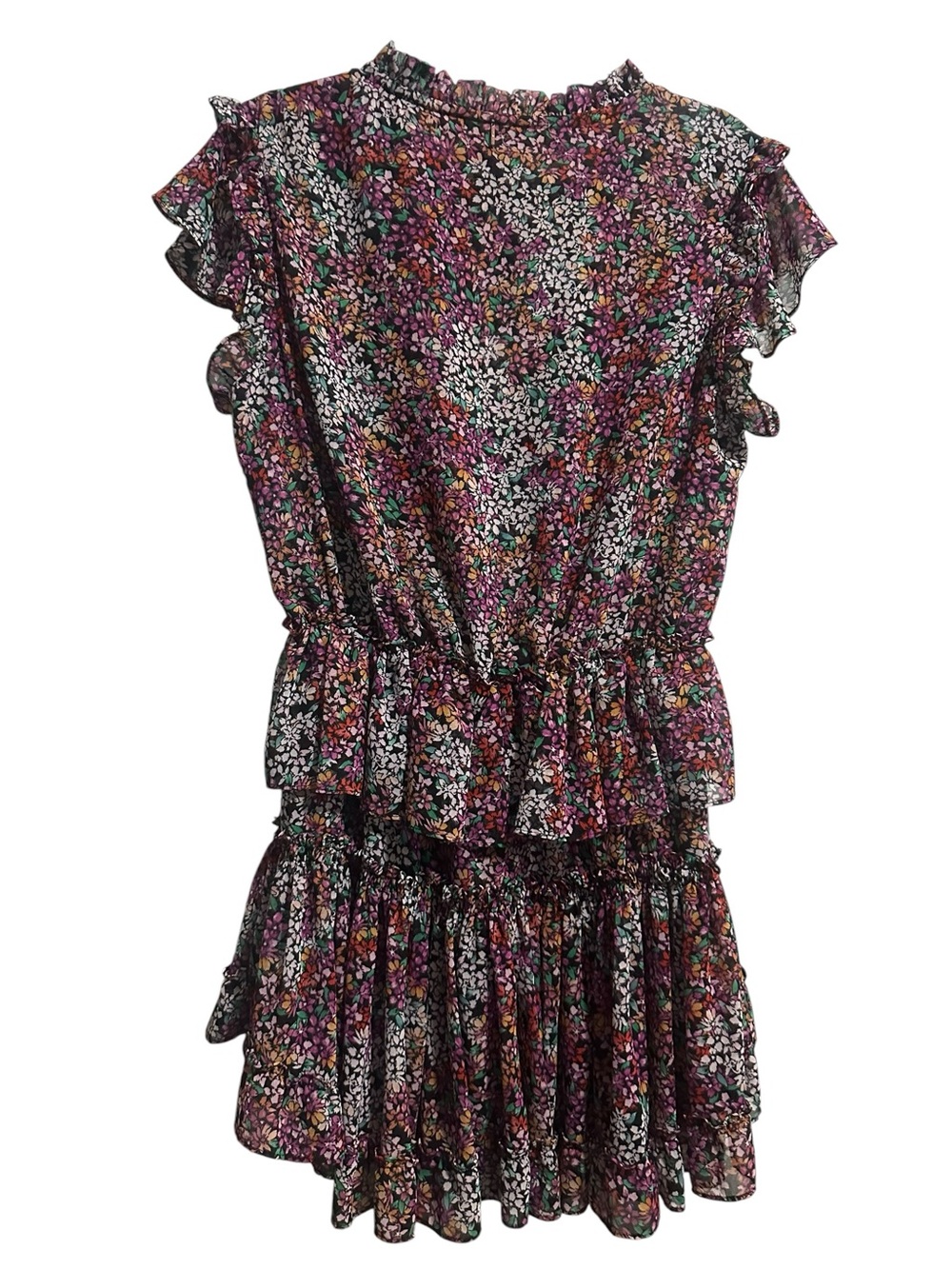 Misa Los Angeles Purple Floral Ruffle Mini Dress size M - Picture 2 of 10